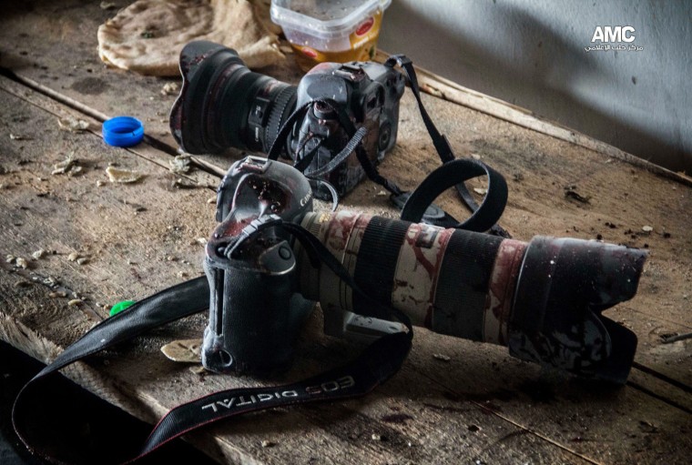 The blood-stained camera of Barakat on Dec. 20, 2013.