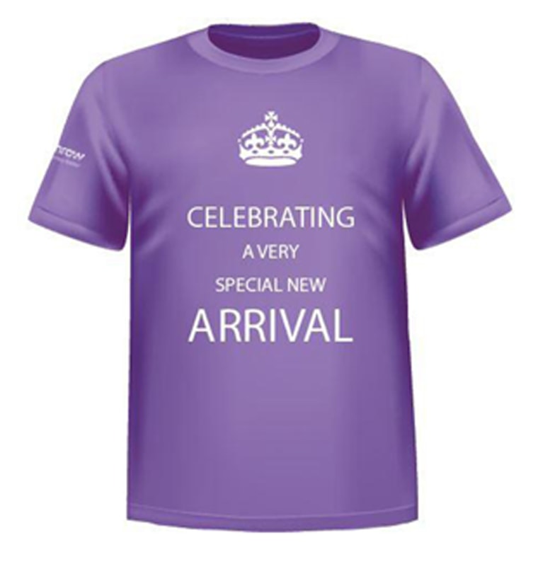 Heathrow Airport in London handed gift boxes with this t-shirt to the first 1,000 passengers who flew in and out of its terminals after the birth of Prince George.