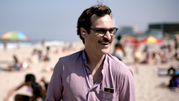 This image released by Warner Bros. Pictures shows Joaquin Phoenix in a scene from \"Her.\"