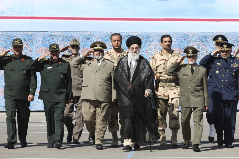 Supreme Leader Ayatollah Ali Khamenei, center, attends a graduation ceremony of army cadets in Tehran, Iran, on Oct. 5.