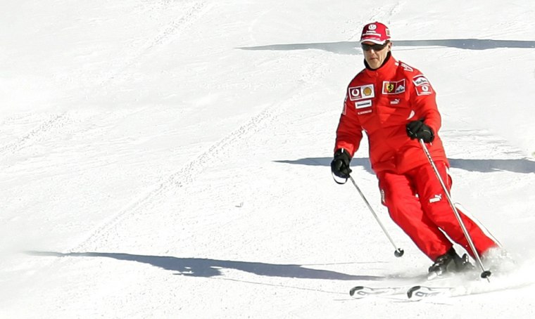 Formula One icon Michael Schumacher skis in January 2006.