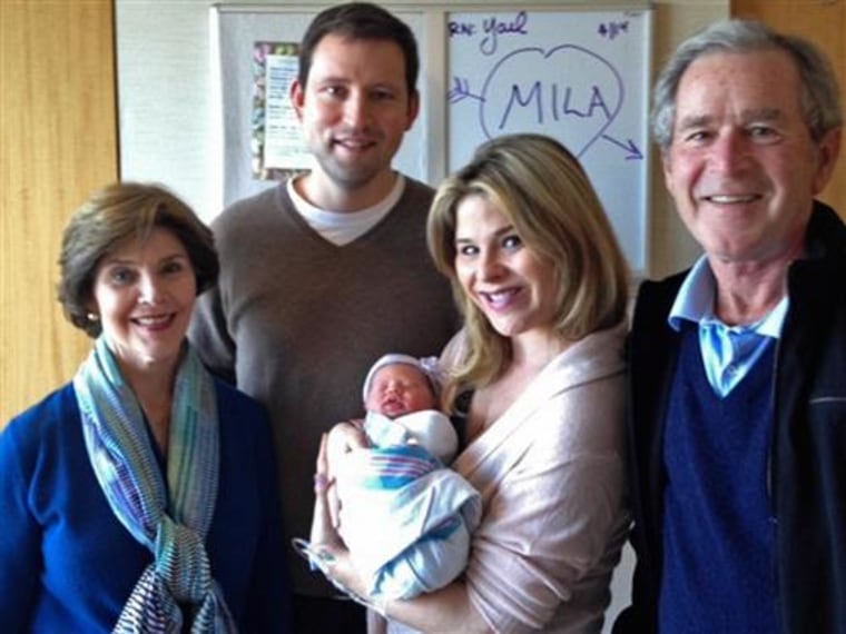 Meet Mila! The Bush family introduced their newest addition, Margaret Laura “Mila” Hager, to the world Monday morning on TODAY.

The whole family, including Mila's proud grandparents, is happy and healthy!