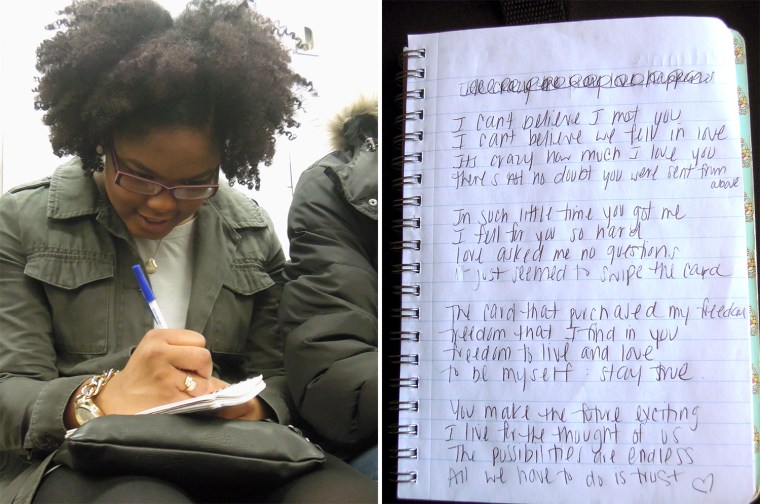 Breanna Chevolleau writes a poem about how she is in love.