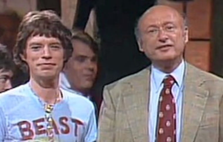 Mick Jagger and Ed Koch on \"Saturday Night Live.\"