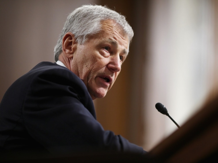 Former Senator Chuck Hagel, R-Neb., testifies before the Senate Armed Services Committee during his confirmation hearing to become the next secretary of defense on Capitol Hill, Jan. 31, 2013.