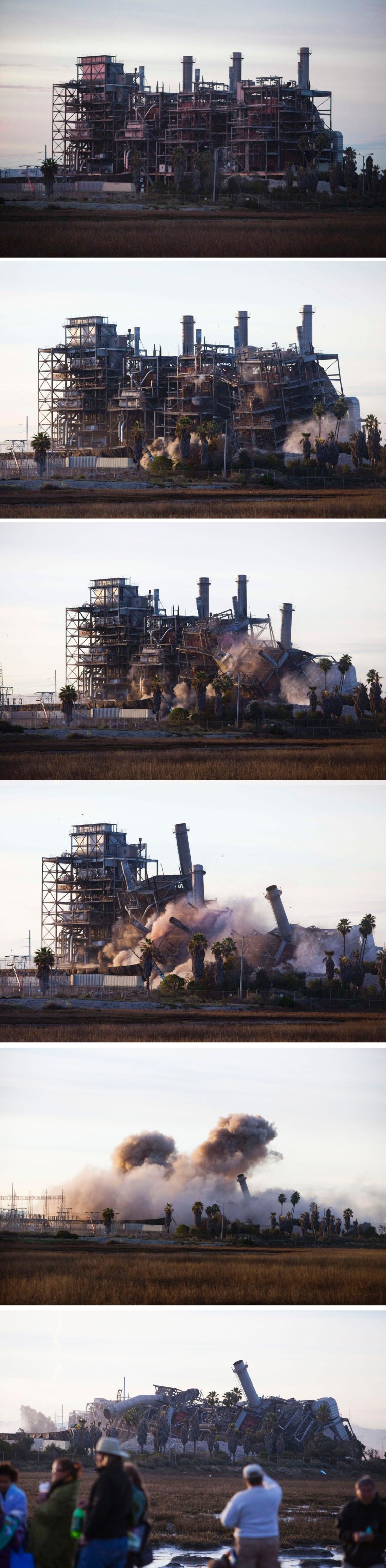 The South Bay Power Plant implodes in Chula Vista, California on February 2.