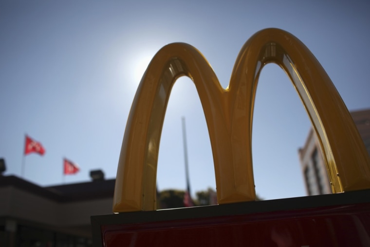The McDonald's logo is pictured outside a McDonald's restaurant in the Fillmore District of San Francisco, California January 30, 2013.