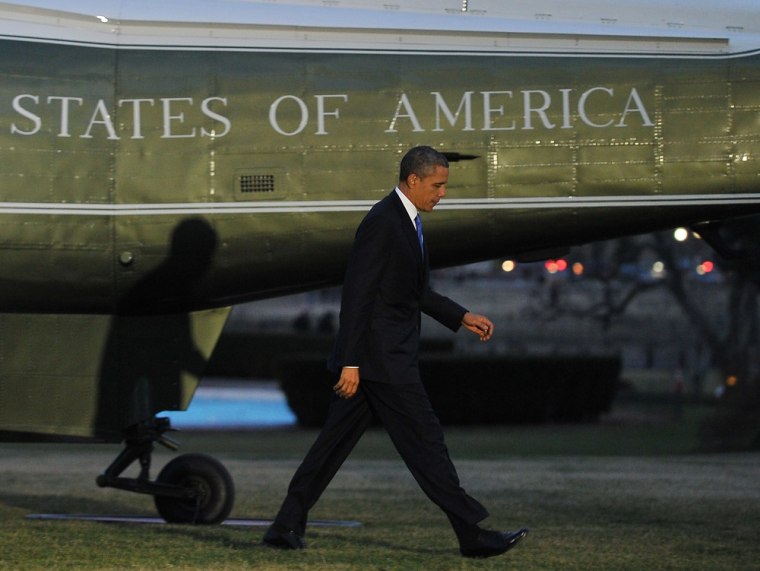 President Barack Obama returns to the White House in Washington on February 4, 2013.