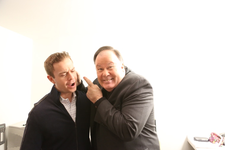 \"Mat, in my office, now!\" Dennis Haskins gets in character with TODAY producer Matt Greenfield.