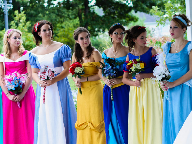 The bridesmaids' princess  dresses were designed by the maid of the honor.