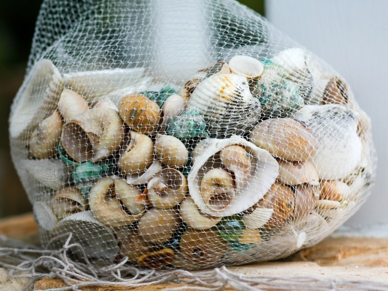 The couple made their own sea-accented centerpieces.