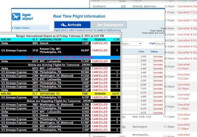 Bangor International Airport, Boston's Logan International Airport, and New Hampshire's Manchester-Boston Regional Airport