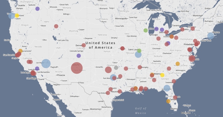 Interactive map: A long weekend of gun deaths. Click to enlarge.