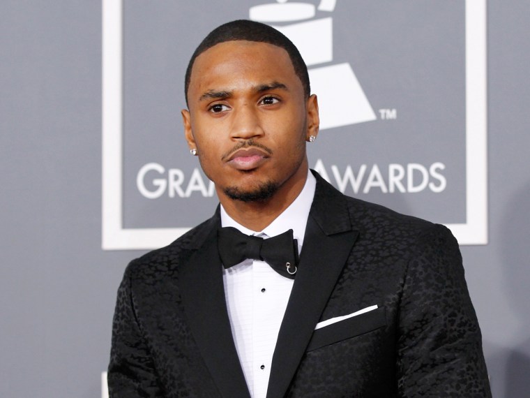 Pierced and fierce: Trey Songz shows off his modified bow-tie.