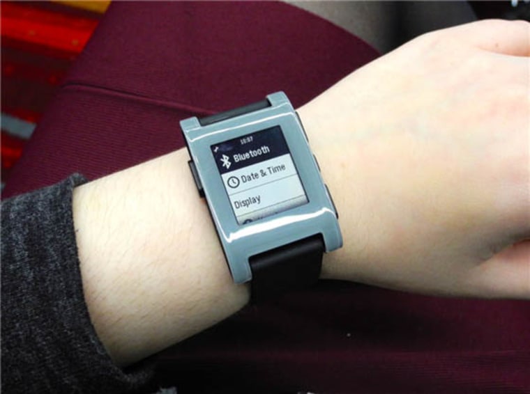 The Pebble smart watch.
