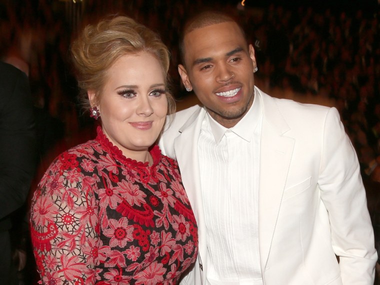 Adele and Chris Brown posed for a pic together.
