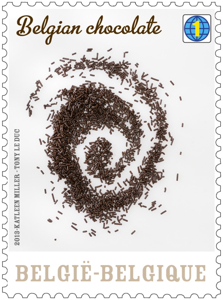 One of the stamps in Bpost's chocolate collection.