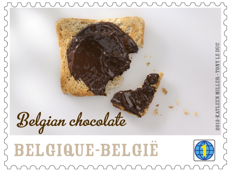 One of the stamps in the Belgian postal service's chocolate collection.