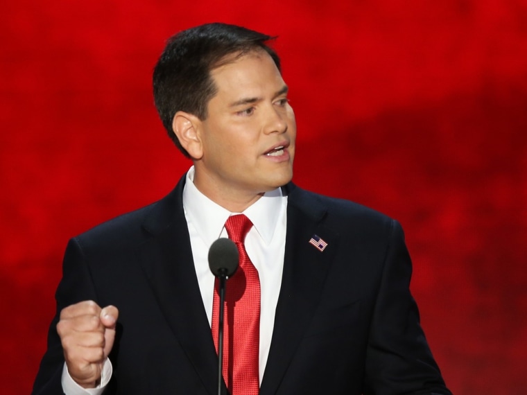 Florida Senator Marco Rubio speaks during the final day of the Republican National Convention at the Tampa Bay Times Forum on Aug. 30, 2012 in Tampa.