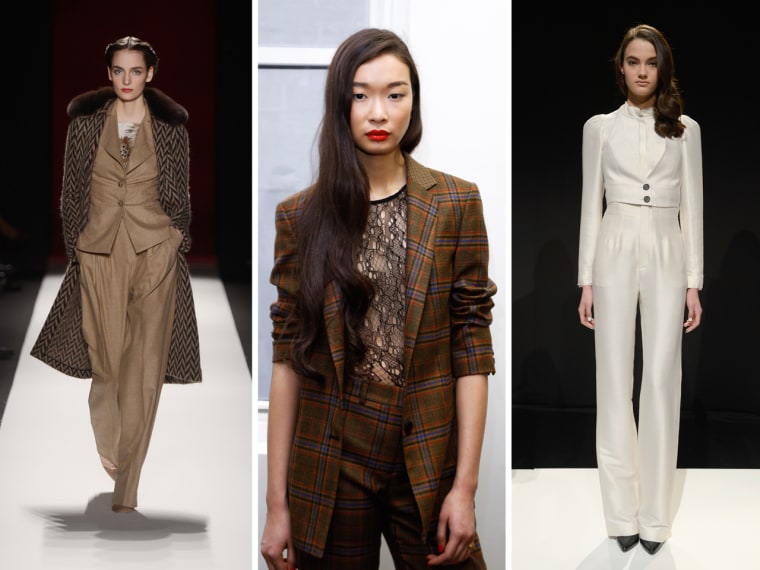 Spotted on the New York Fashion Week Fall / Winter 2013 runway: Menswear-inspired style from collections at Carolina Herrera, Jenni Kayne, and Marissa Webb.