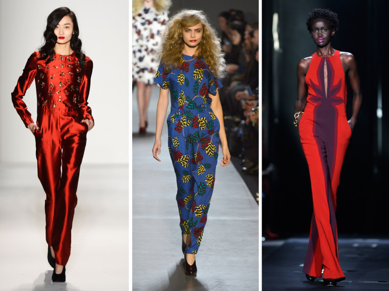 Fun, colorful jumpsuits spotted at Noon by Noor, Marc by Marc Jacobs and Diane von Furstenberg during New York Fashion Week Fall / Winter 2013.