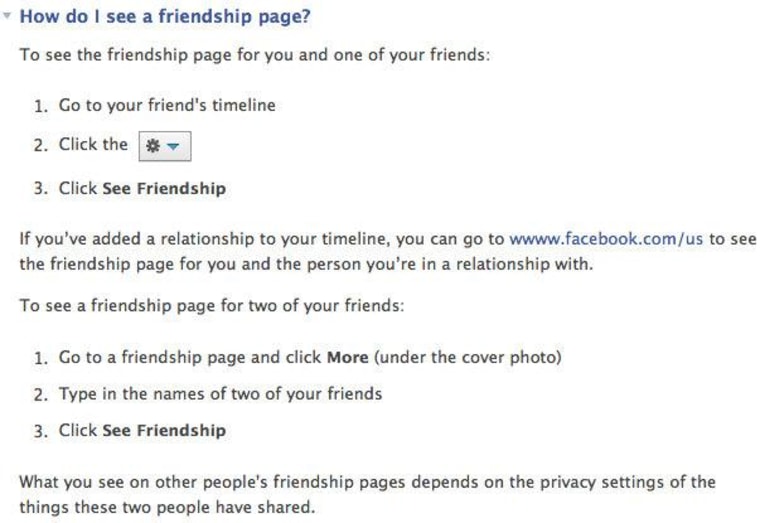 First, familiarize yourself with how to see Friendship pages.