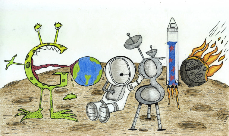 \"Space Life,\" winner of this year's Doodle 4 Google competition, by 7-year-old Matteo Lopez