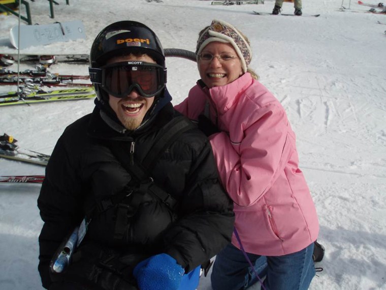 Disabled Sports USA also helped Phillip Bennett snow ski at the Tahoe Adaptive Ski School at Alpine Meadows in California. Pictured here with his mom Valerie Bennett, Phillip went skiing just four weeks before he died.