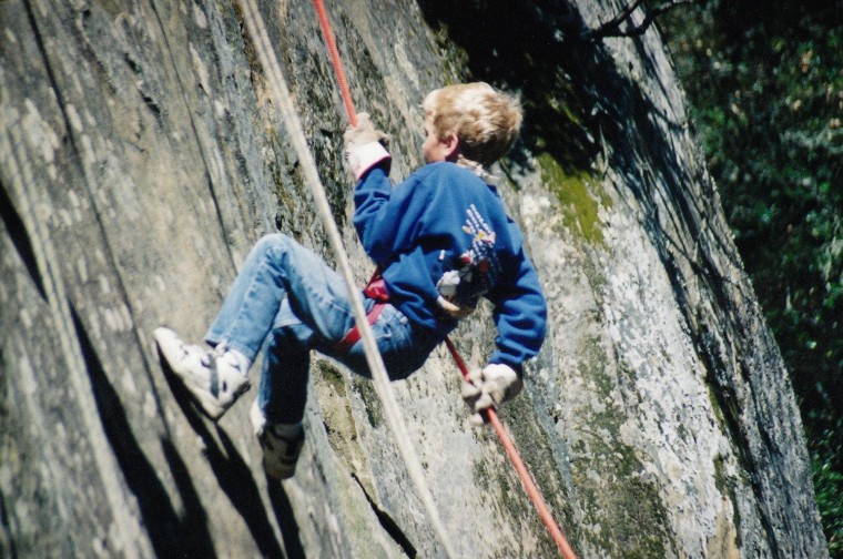 About two years after his diagnosis, Phillip went rappelling on Mount Diablo in San Francisco's Bay Area with fellow Boy Scouts.