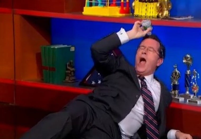 Stephen Colbert pokes fun at Marco  Rubio's water gaffe on \"The Colbert Report.\"
