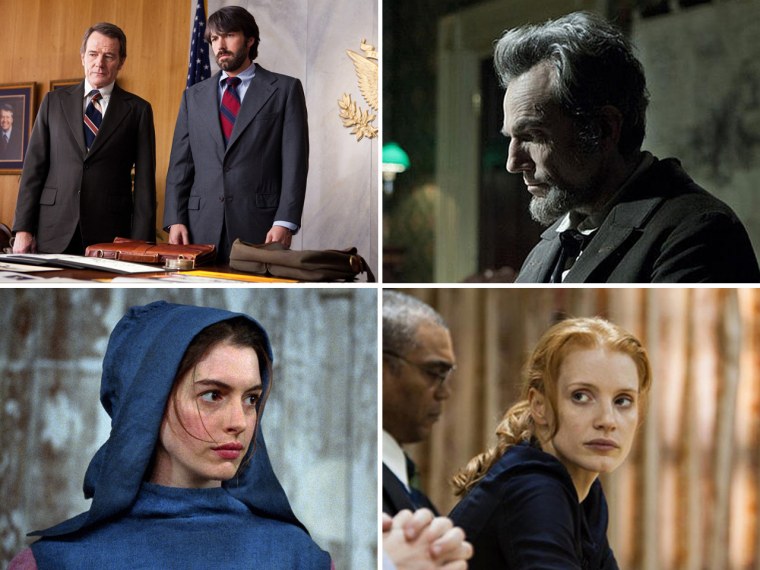 \"Argo,\" \"Lincoln,\" \"Zero Dark Thirty\" and \"Les Miserables\" are all Oscar contenders.