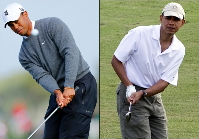 Tiger Woods joined President Obama for a round of golf in Florida on Sunday. It was the first time the two have played together.