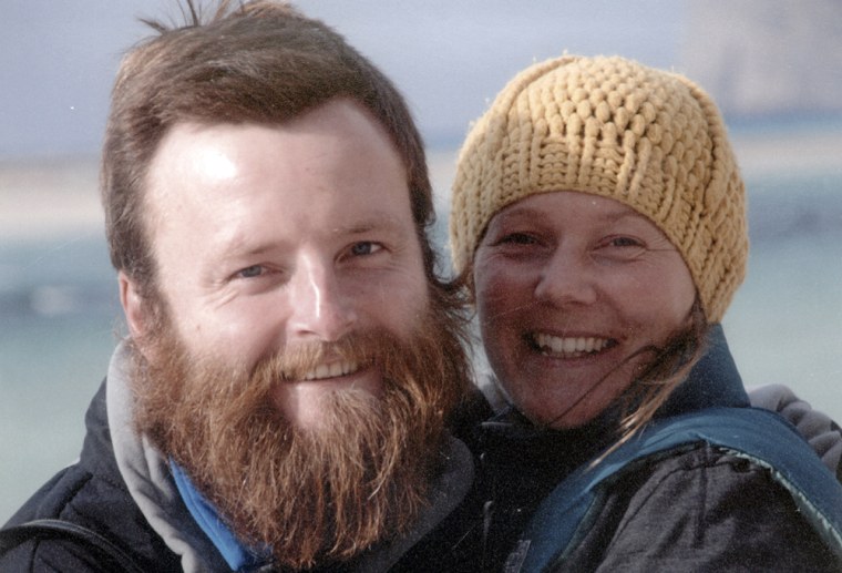 British couple Peter Root and Mary Thompson, both 34, pose in an undated photo. They were killed in Thailand in a road accident during their round-the-world cycling odyssey.