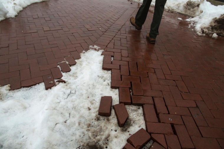 Much of the brick pathway on Liberty Island damaged by the storm will be replaced with larger pavers.