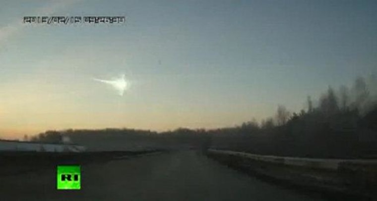 This video screenshot shows the fireball from the meteor that exploded over Chelyabinsk, Russia, on Friday, creating a shockwave that shattered windows and injured more than 1,000 people.