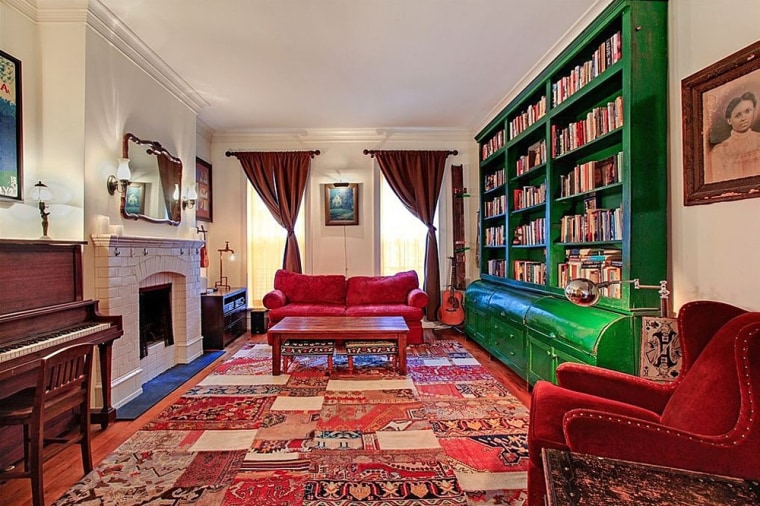 Ethan Hawke's colorful Chelsea townhouse, listed at $6.25 million, features a wall of built-in bookcases