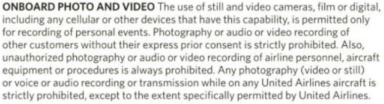 Image: United's no photo policy.