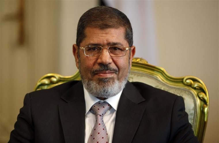 Egypt's President Mohammed Morsi seen here at the presidential palace in Cairo, Oct. 8, 2012.