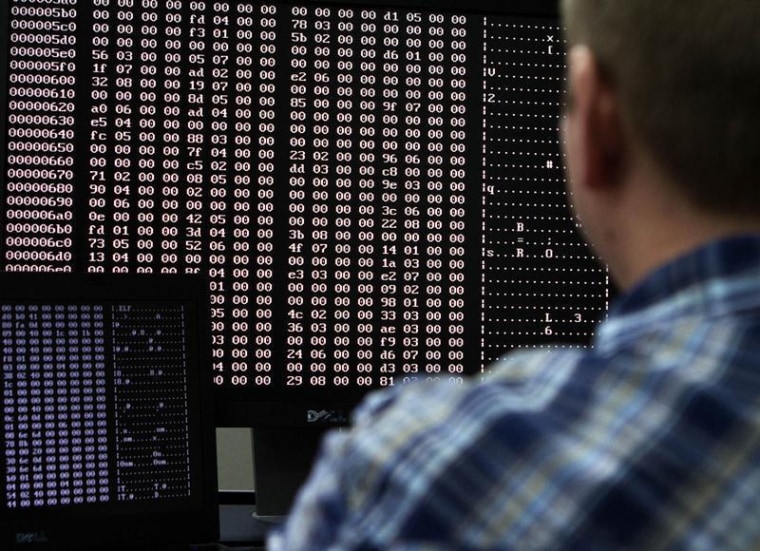 An analyst looks at code in the malware lab of a cyber security defense lab at the Idaho National Laboratory in Idaho Falls, Idaho September 29, 2011....