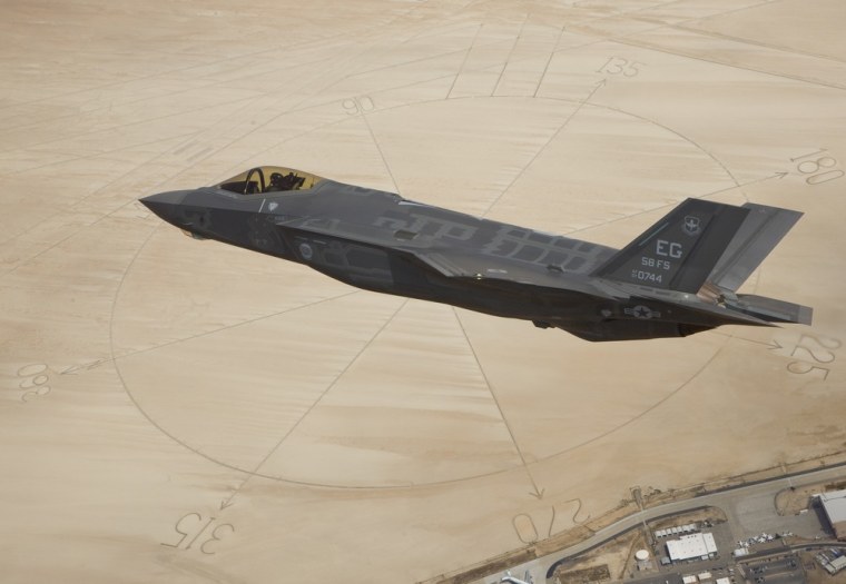 The crack was discovered in an engine blade of an F35A at Edwards Air Force Base, Calif..