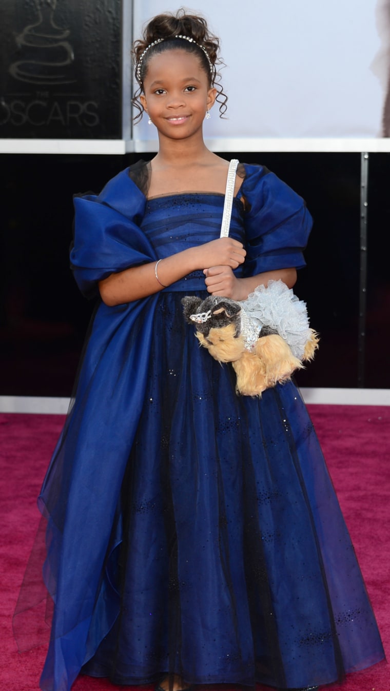 Too cute? Best Actress nominee Quvenzhané Wallis arrives on the red carpet for the 85th Annual Academy Awards on Feb. 24.