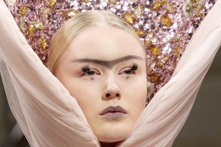Alien chic? A bold makeup look from the Pam Hogg 2012 Autumn/Winter collection show on Feb. 19.