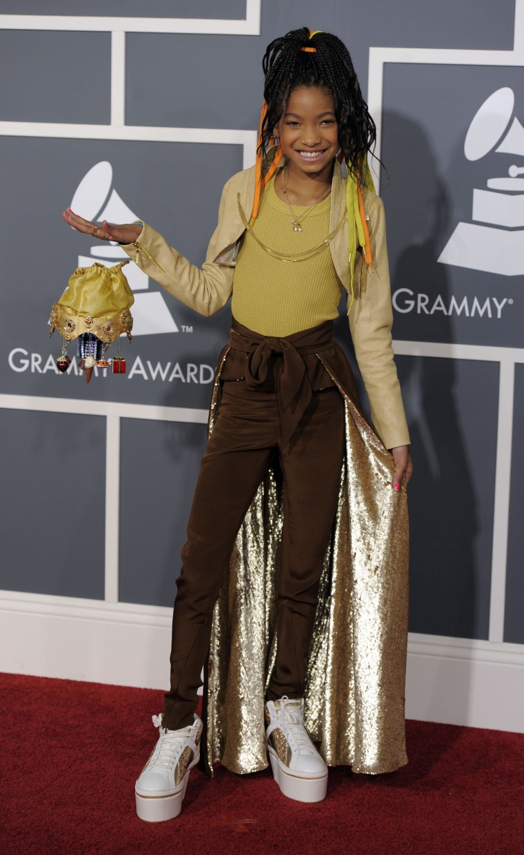 Willow Smith, showing off her style, at the 53rd annual Grammy Awards on Feb. 13 in Los Angeles.