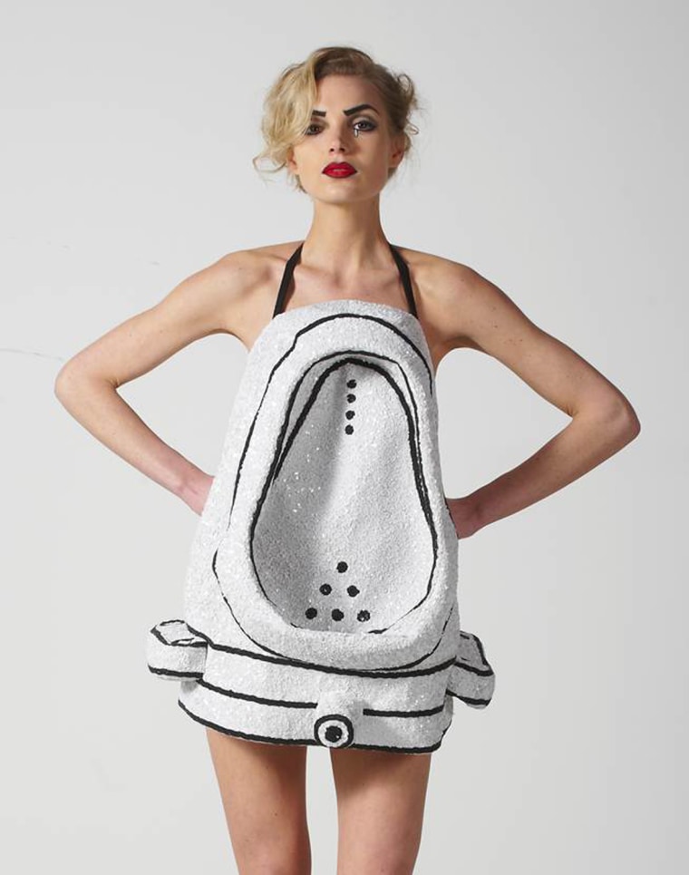The Rodnik Band's urinal dress took three weeks of sequin applying and embroidering to make.