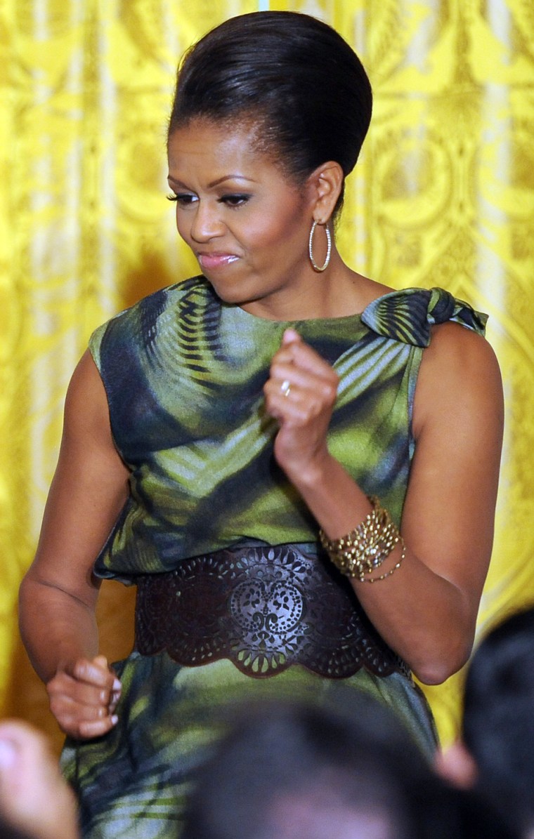 The first lady rocked a tie-dye dress and leather belt to a Cinco de Mayo reception at the White House in May.