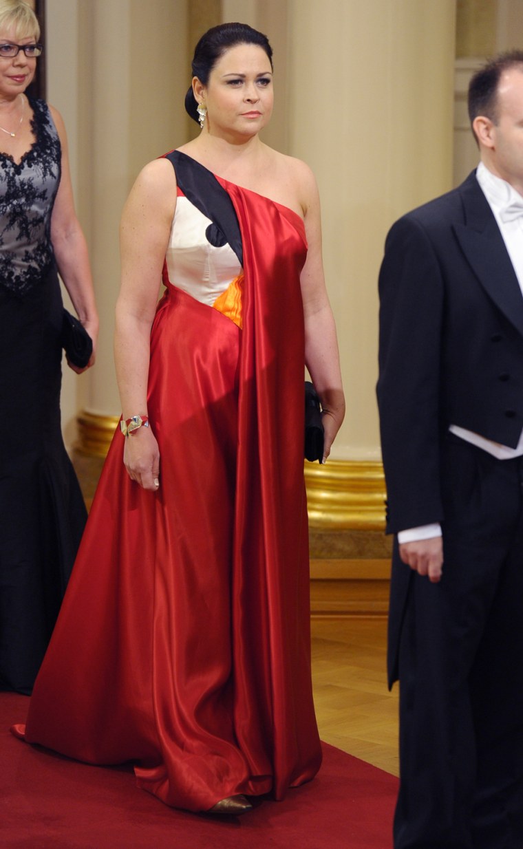Teija Vesterbacka was probably pretty confident no other women were wearing the same dress to an event at Finland's presidential palace.