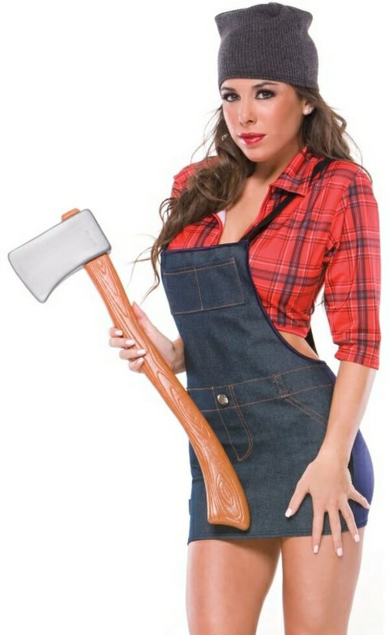 Timber! The sexy lumberjack ensemble, not for actual lumberjack use. Get it at Rickyshalloween.com.