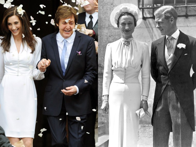 Sir Paul McCartney (R) and his wife Nancy Shevell (L), in London Sunday. At right, the Duke of Windsor and American divorcee Wallis Simpson.