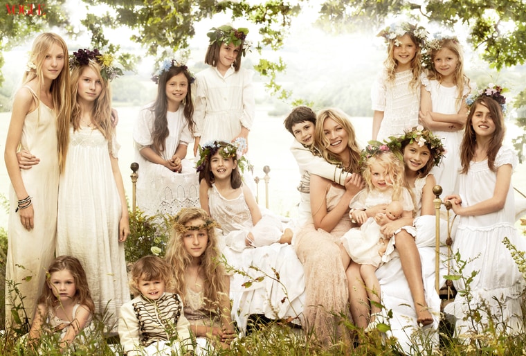 Kate had sixteen bridesmaids and flower girls, ages two to fourteen.