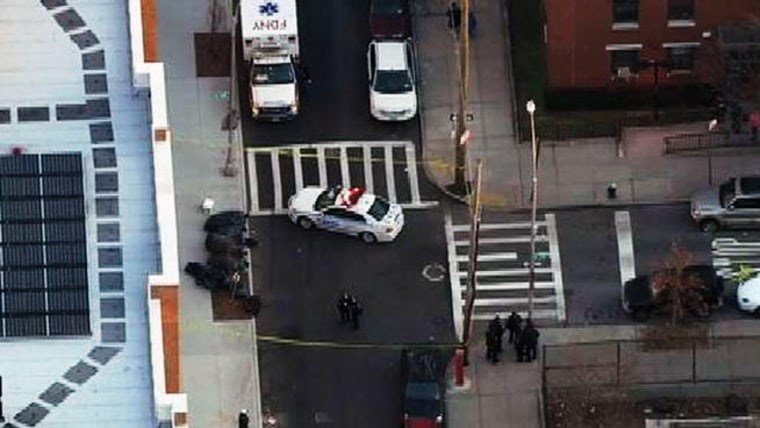 Aerial view of area where body parts were found in bags strewn on a Bronx street early Tuesday.